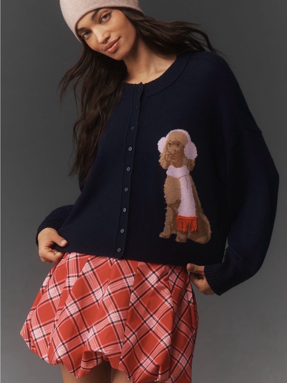 Goldie Crew Neck Cashmere Blend Cardigan Sweater